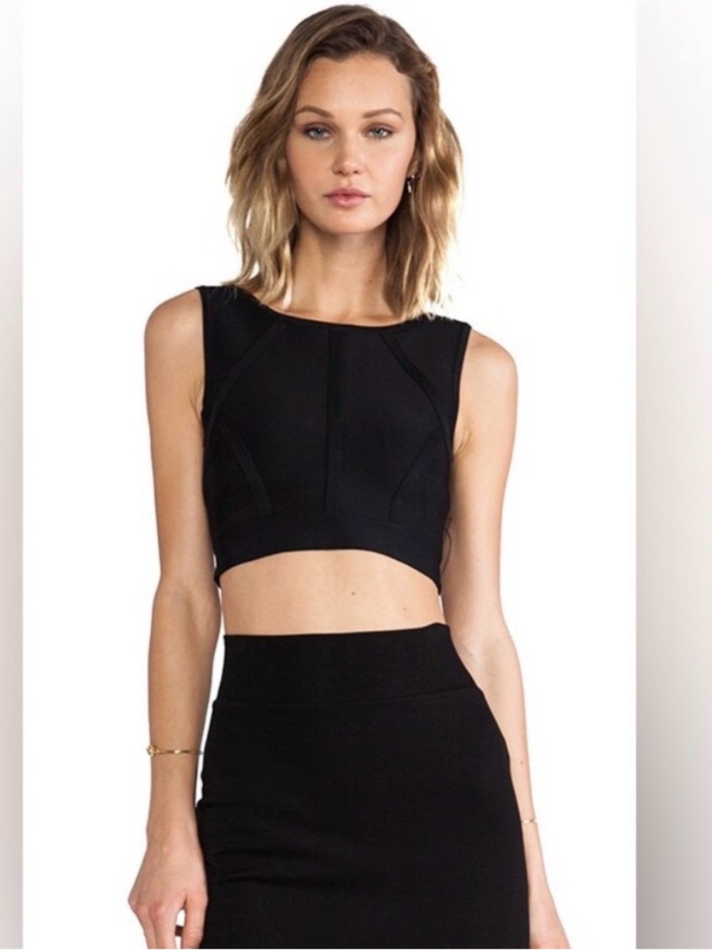 NWT BCBGMAXAZRIA "Fenella" black bandage cropped top